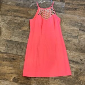 Lilly Pulitzer Coral and gold pearl shift dress